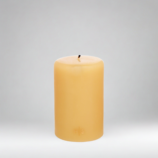Amber Unscented Pillar Candle, 4"x6"