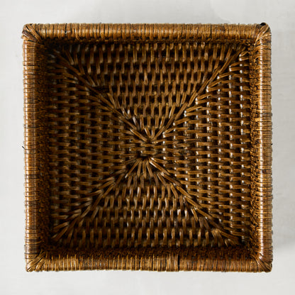 Brown Woven Rattan Square Napkin Holder