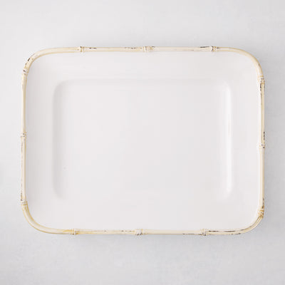 Bamboo Ceramic Serving Platter with Natural Edge