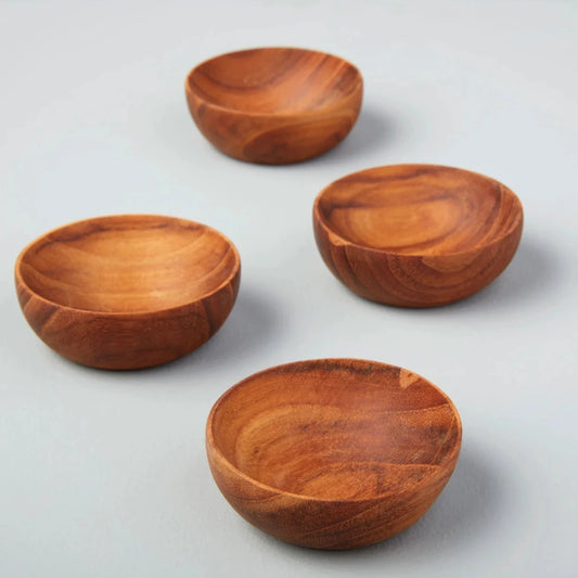 Teak Wood Pinch Bowls, Set of 4