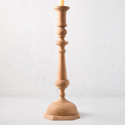 Large Natural Beechwood Georgian Candlestick