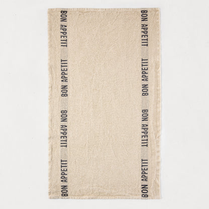 "Bon Appetit" Khaki Linen Hand Towels, Set of 2