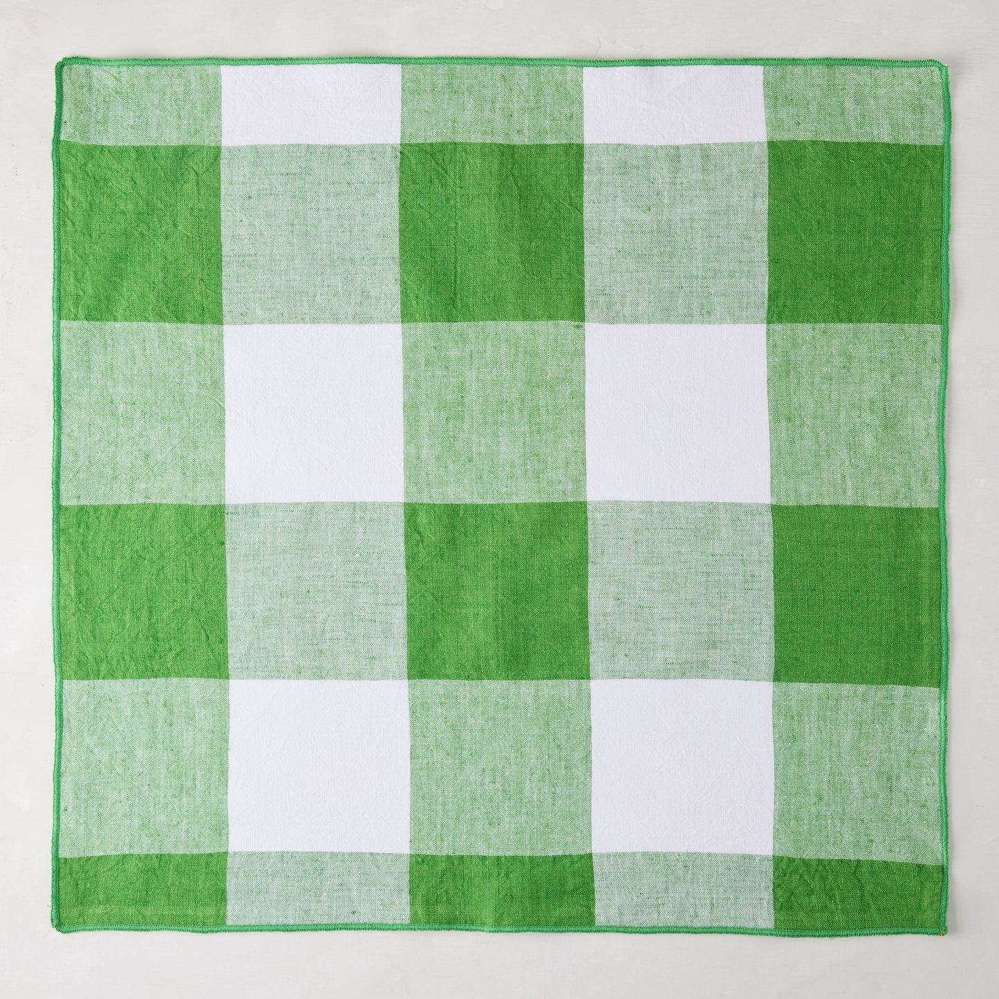 Grass Green Buffalo Check Linen Napkin