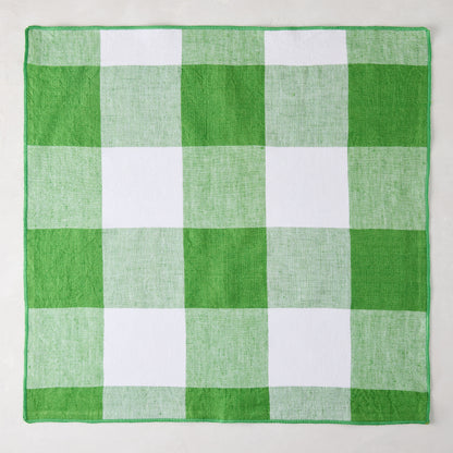 Grass Green Buffalo Check Linen Napkin