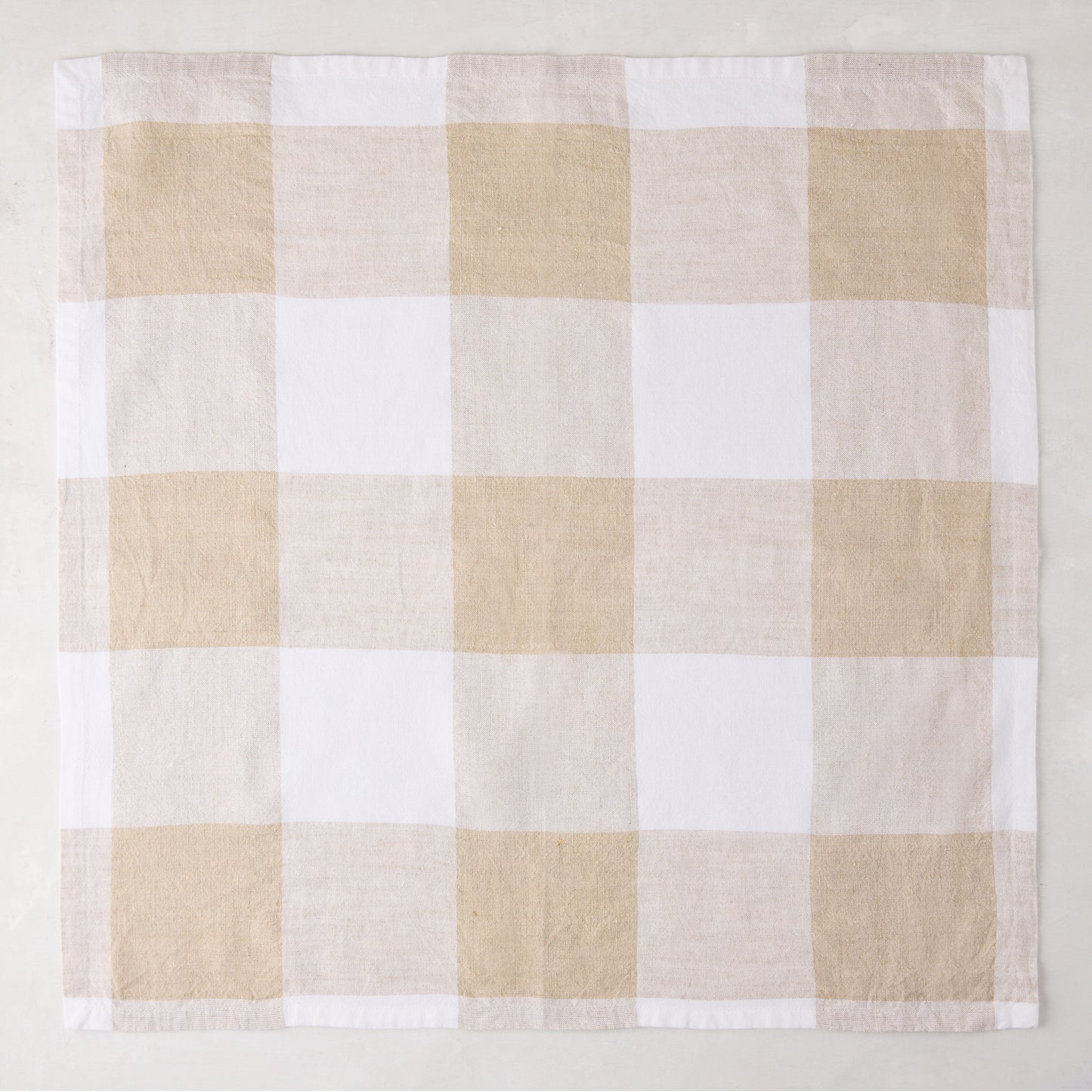 Khaki Buffalo Check Linen Napkin