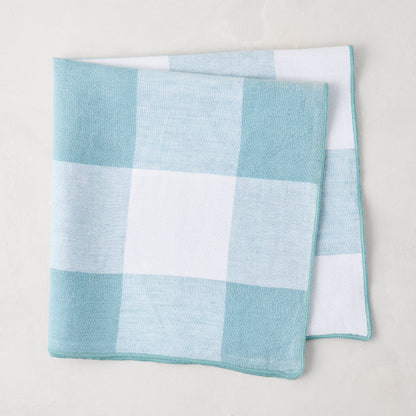 Cloudy Blue Buffalo Check Linen Napkin