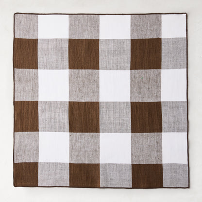 Cocoa Brown Buffalo Check Linen Napkin