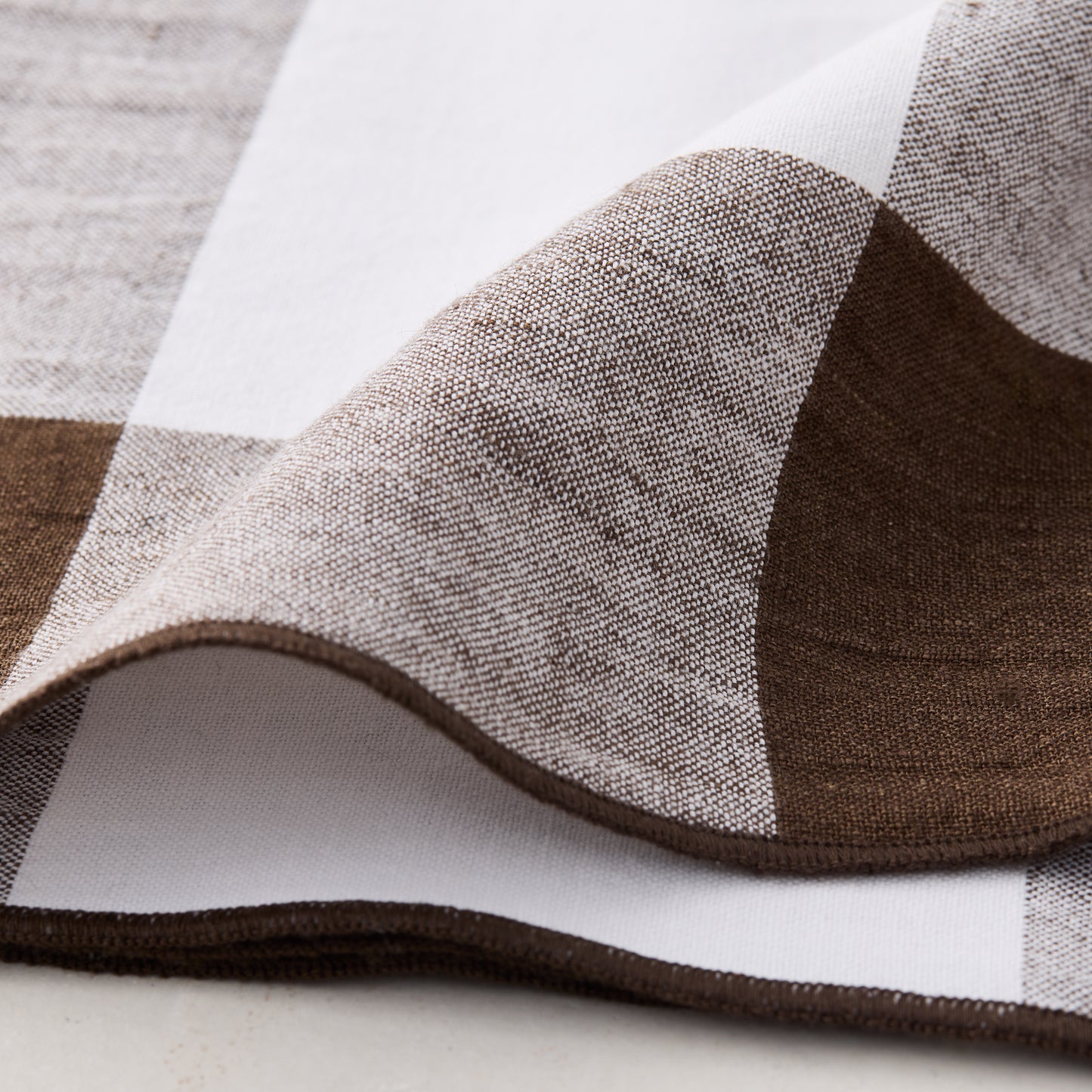 Cocoa Brown Buffalo Check Linen Napkin