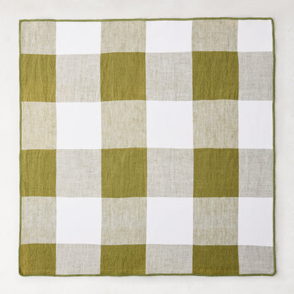 Aloe Green Buffalo Check Linen Napkin