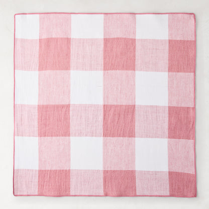 Rosy Pink Buffalo Check Linen Napkin