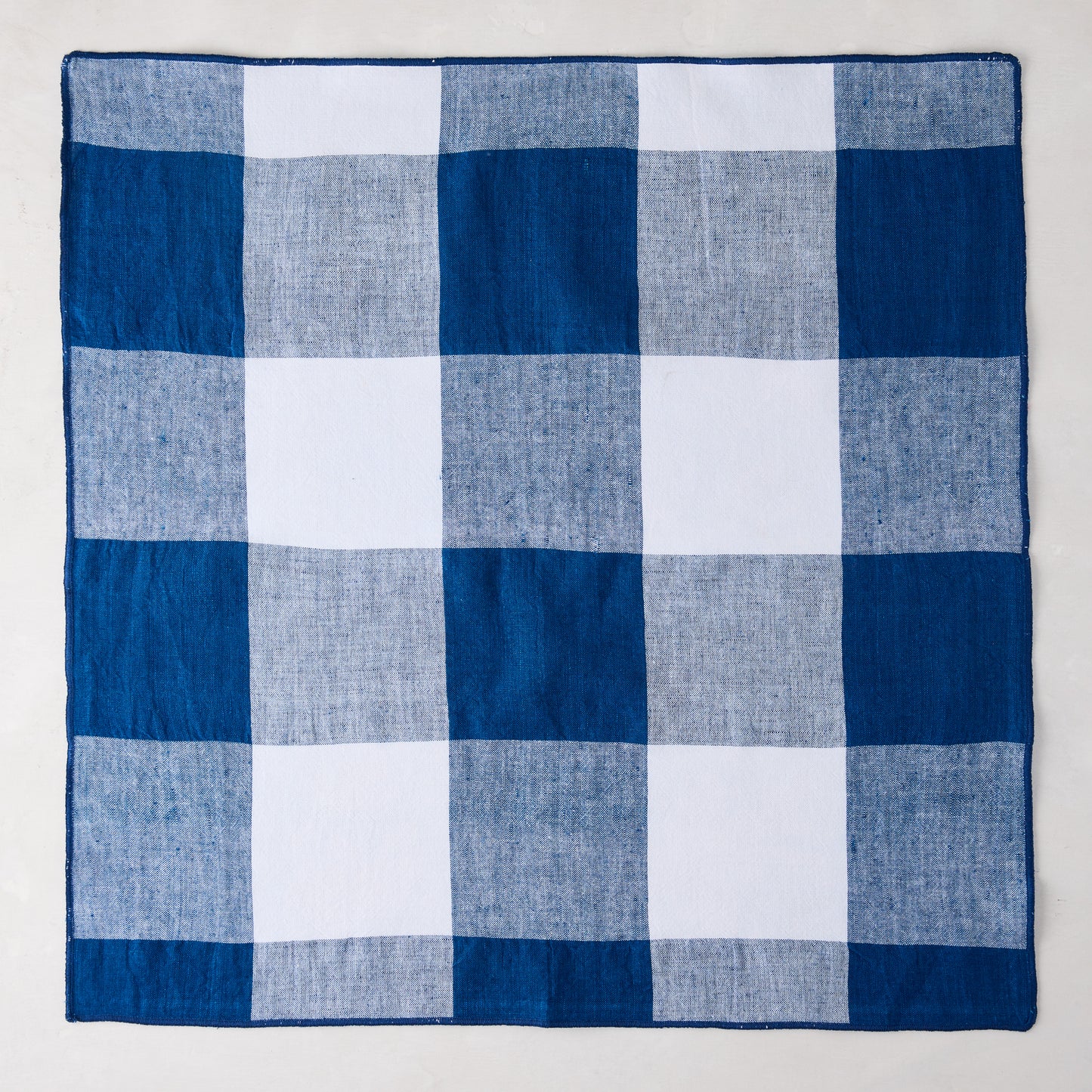 Navy Blue Buffalo Check Linen Napkin