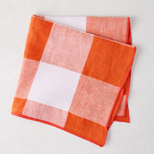 Orange Buffalo Check Linen Napkin