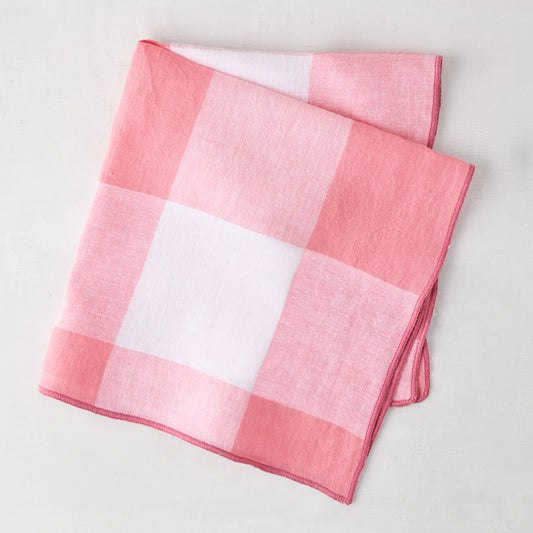 Bright Pink Buffalo Check Linen Napkin