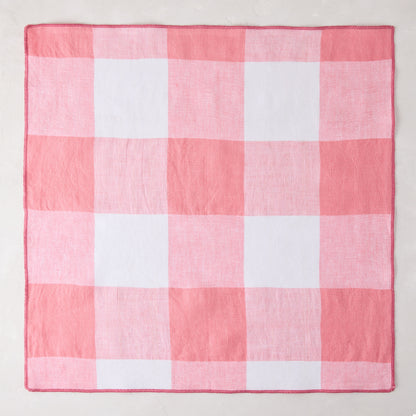 Bright Pink Buffalo Check Linen Napkin