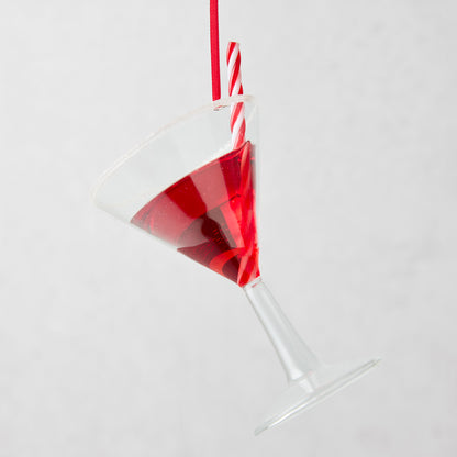 Candy Cane Martini Christmas Tree Ornament