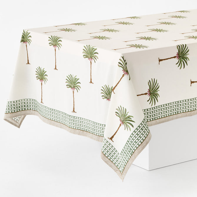 Block Print Palms Cabana Tablecloth