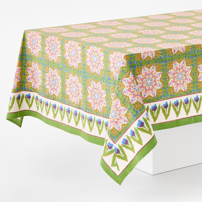 Block Print "Pretty in Pink" Cabana Tablecloth