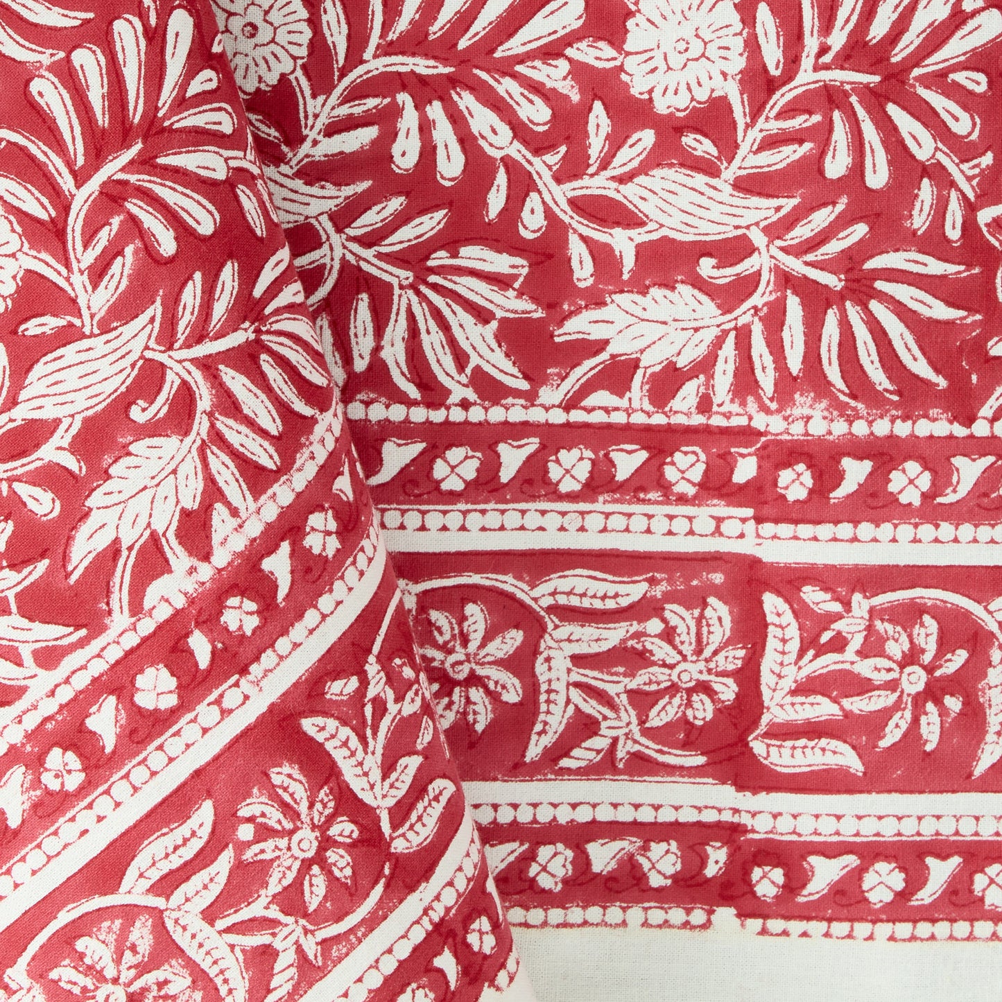Block Print Red Sunset Cabana Tablecloth