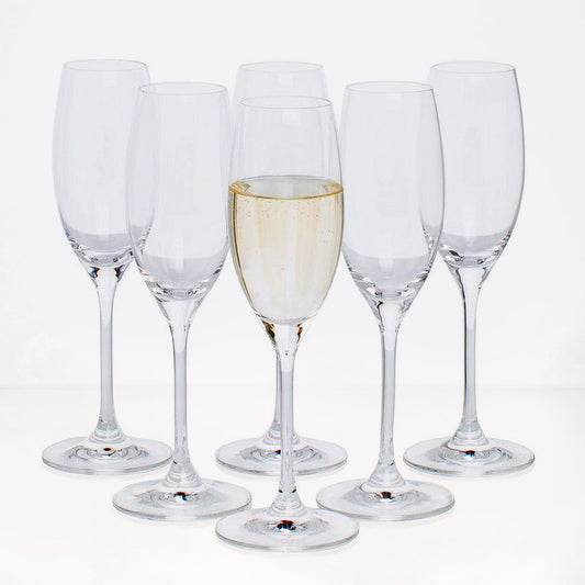 Crystal Champagne Stem Flutes, Set of 6