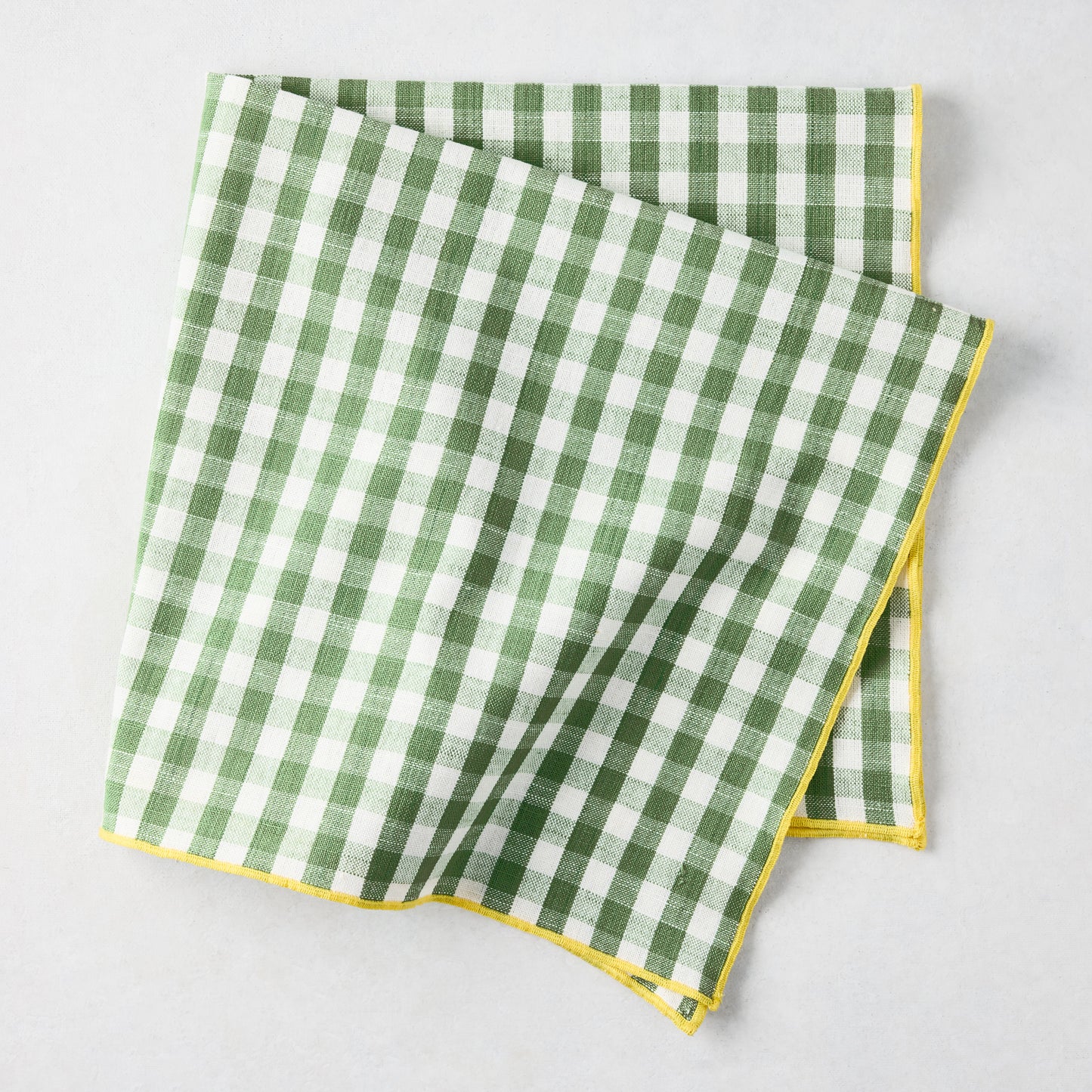 Chatham Green Gingham Cotton Napkin with Yellow Trim