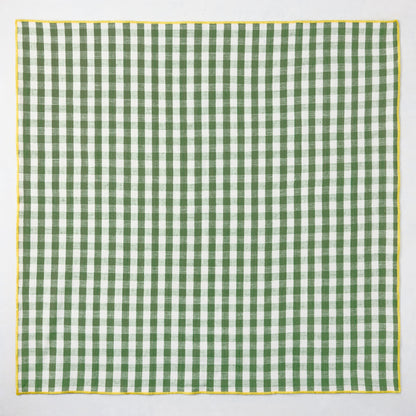 Chatham Green Gingham Cotton Napkin with Yellow Trim