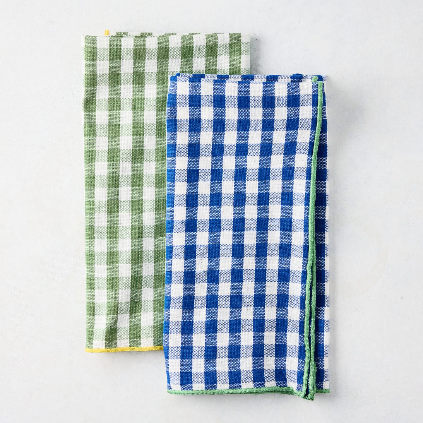 Chatham Green Gingham Cotton Napkin with Yellow Trim