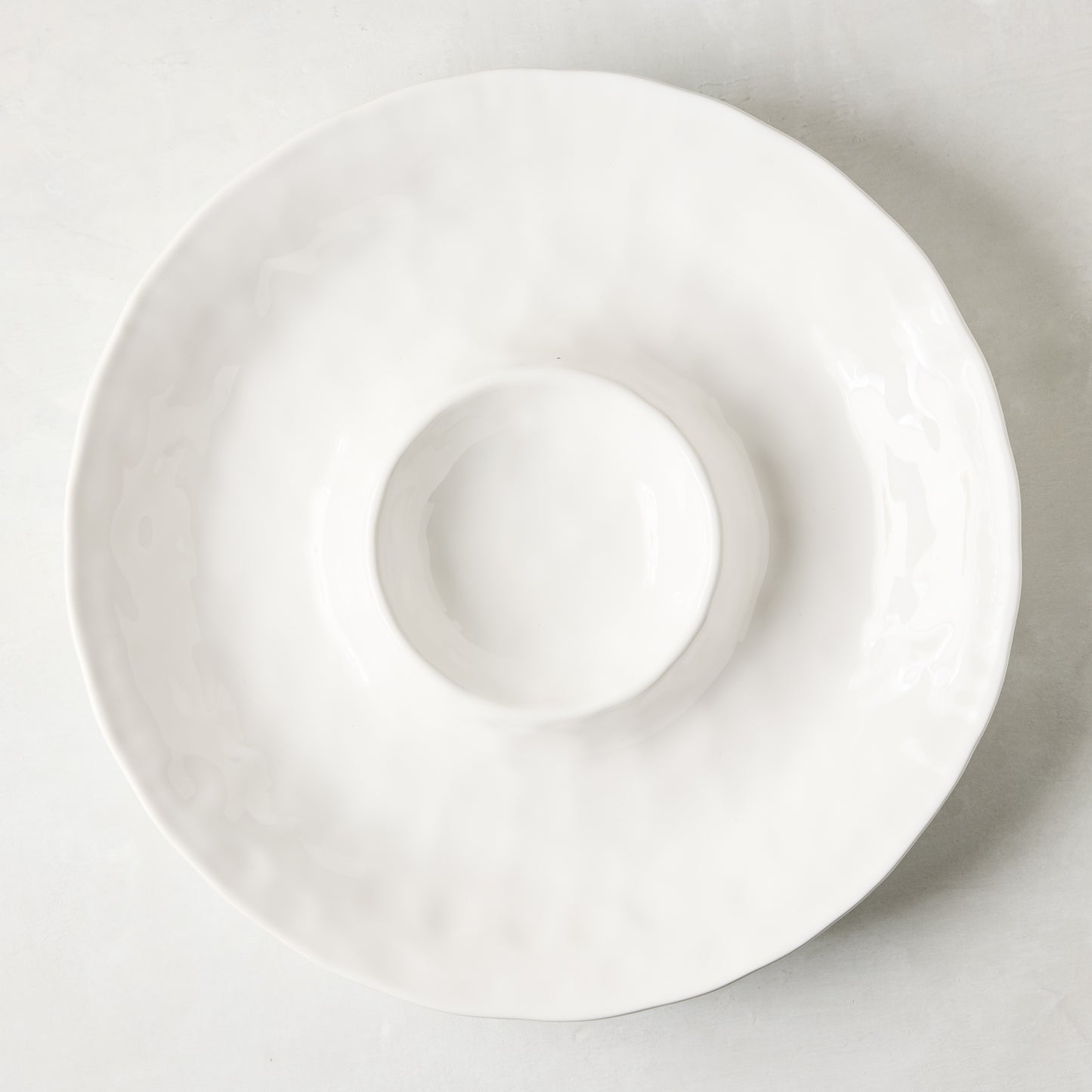 White Ceramic Chip and Dip Serving Platter