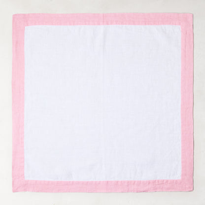 woven large napkin with white and pink