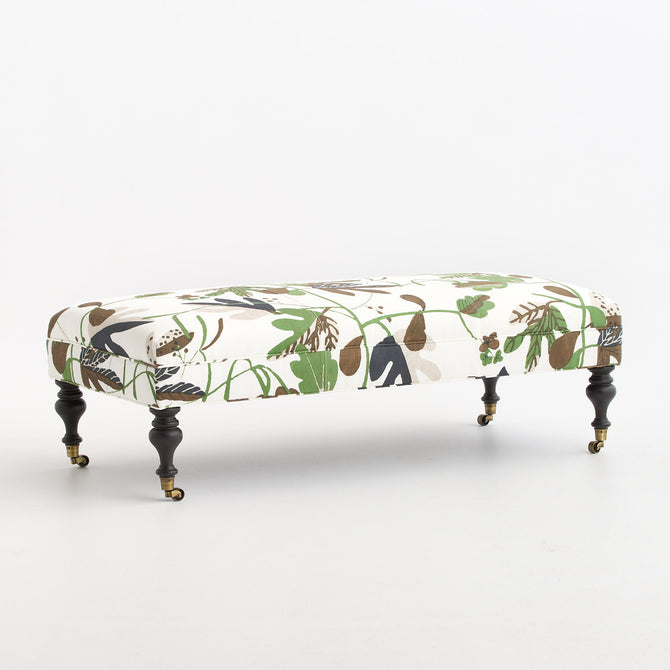 Matisse Leaf Botanical Cocktail Ottoman with Black Walnut Finish