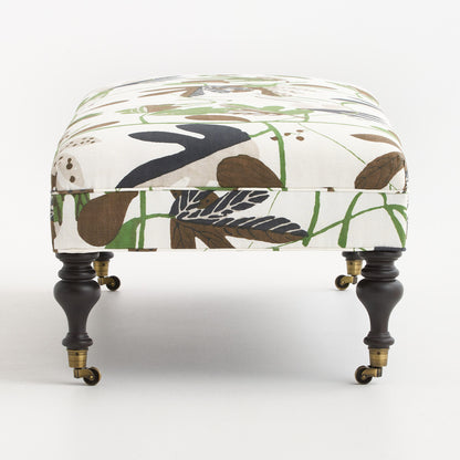 Matisse Leaf Botanical Cocktail Ottoman with Black Walnut Finish