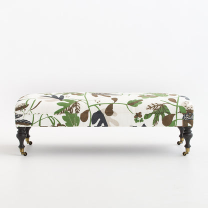 Matisse Leaf Botanical Cocktail Ottoman with Black Walnut Finish