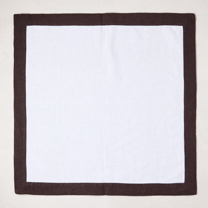 Linen Cocoa Brown Border Napkin