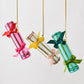 Pink, White, and Green Christmas Crackers Tree Ornament Gift Set