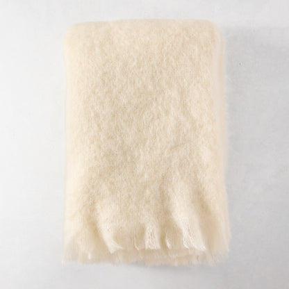 Cream Mohair Throw Blanket