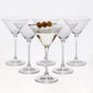 Crystal Martini Stem Glasses, Set of 6