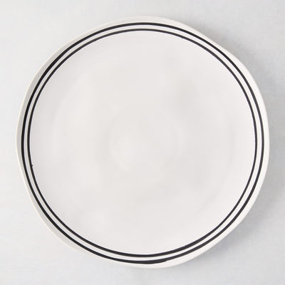 Diane Keaton + Hudson Grace Draft Black Double Stripe Stoneware Dinner Plate