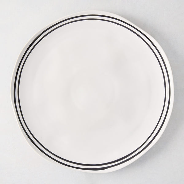 Diane Keaton + Hudson Grace Draft Black Double Stripe Stoneware Dinner Plate