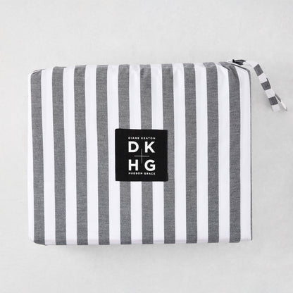 Diane Keaton + Hudson Grace Yarn Dyed Striped Percale Sheet Set with Red Trim