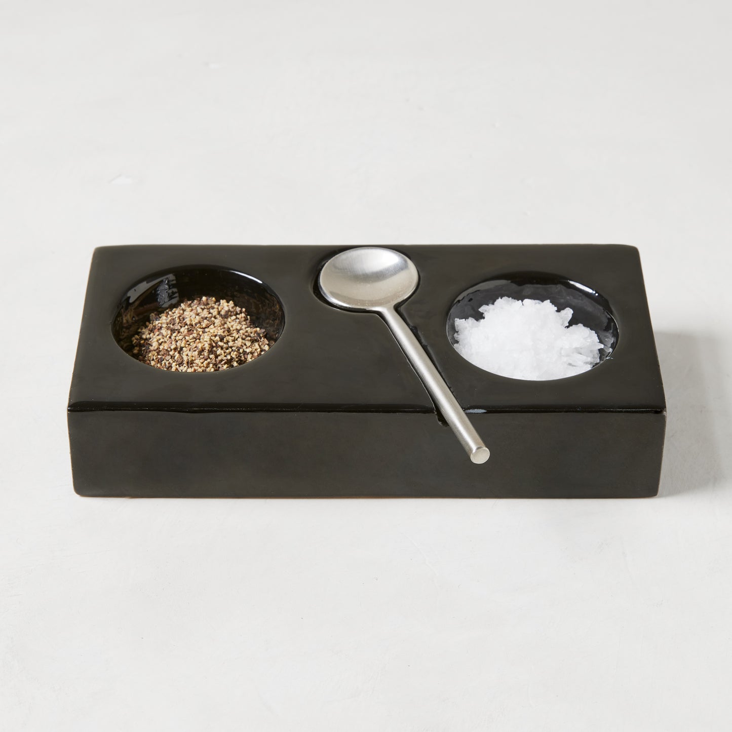 Diane Keaton + Hudson Grace Black Enamel Salt & Pepper Cellar