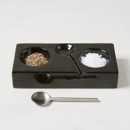 Diane Keaton + Hudson Grace Black Enamel Salt & Pepper Cellar