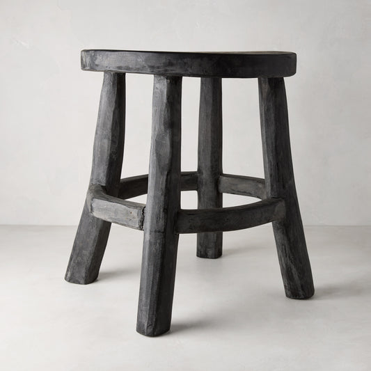 Diane Keaton + Hudson Grace Black Reclaimed Wood Stool