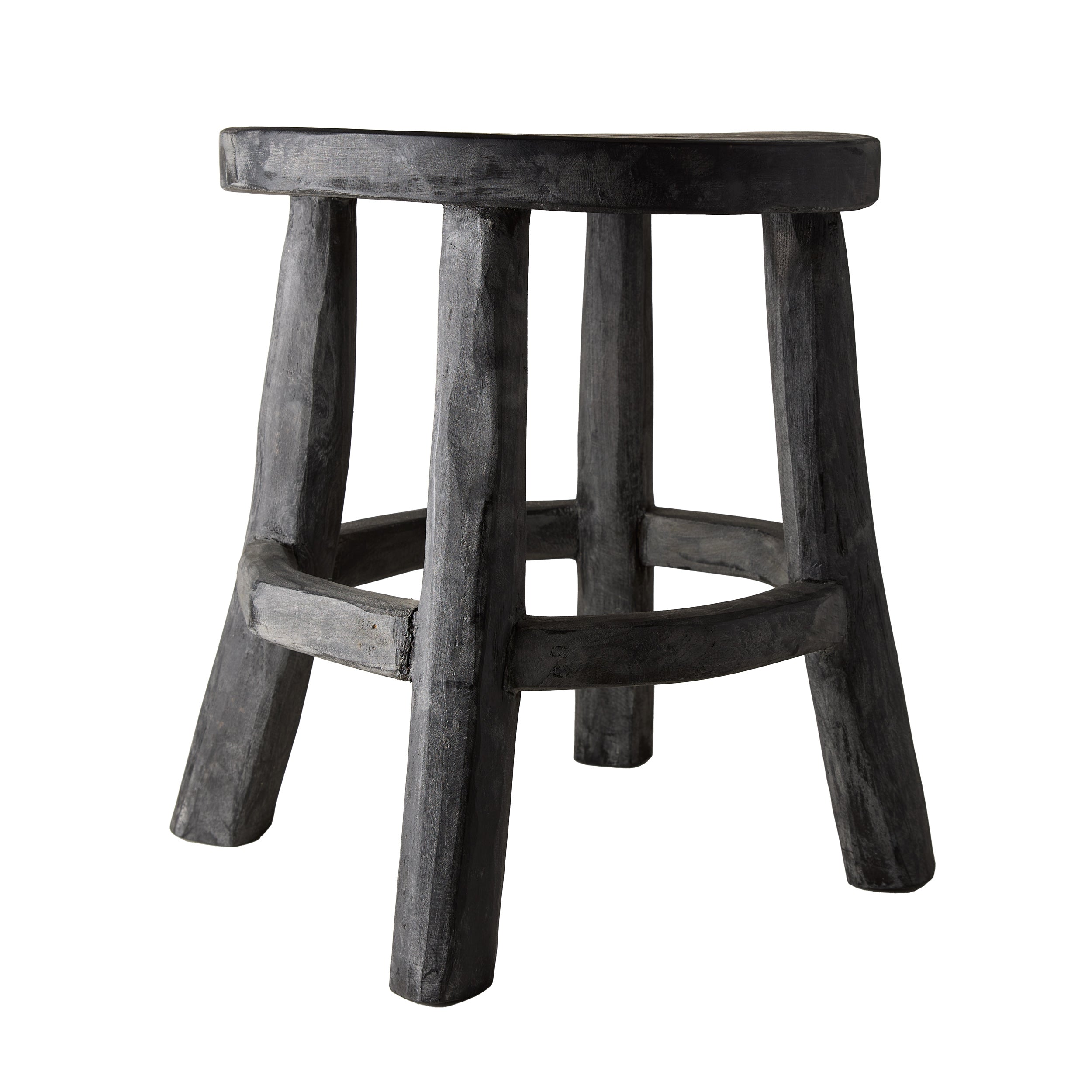 Diane Keaton x Hudson Grace Black Reclaimed Teak Wood Stool