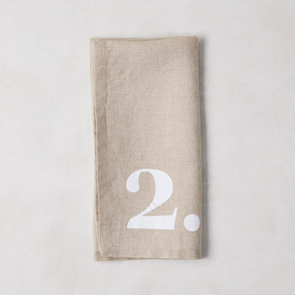 Diane Keaton + Hudson Grace Khaki Linen Numeric Napkins, Set of 8