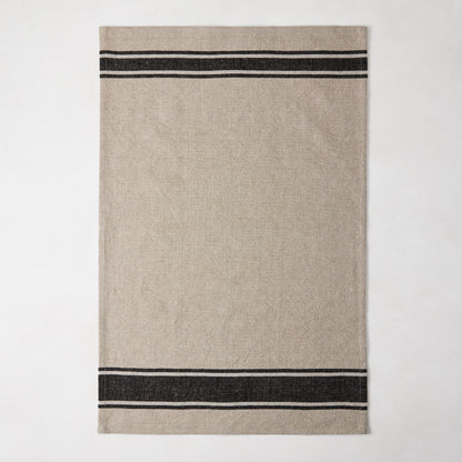 Diane Keaton + Hudson Grace Black Striped Khaki Hand Towels, Set of 2