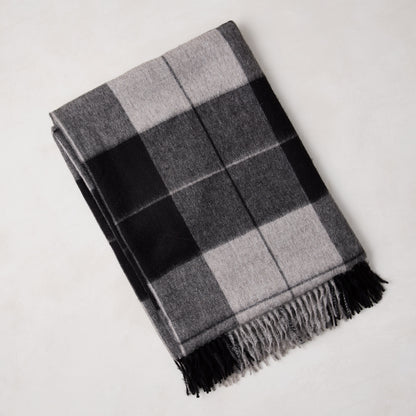 Diane Keaton + Hudson Grace Alpaca Charcoal Plaid Throw Blanket