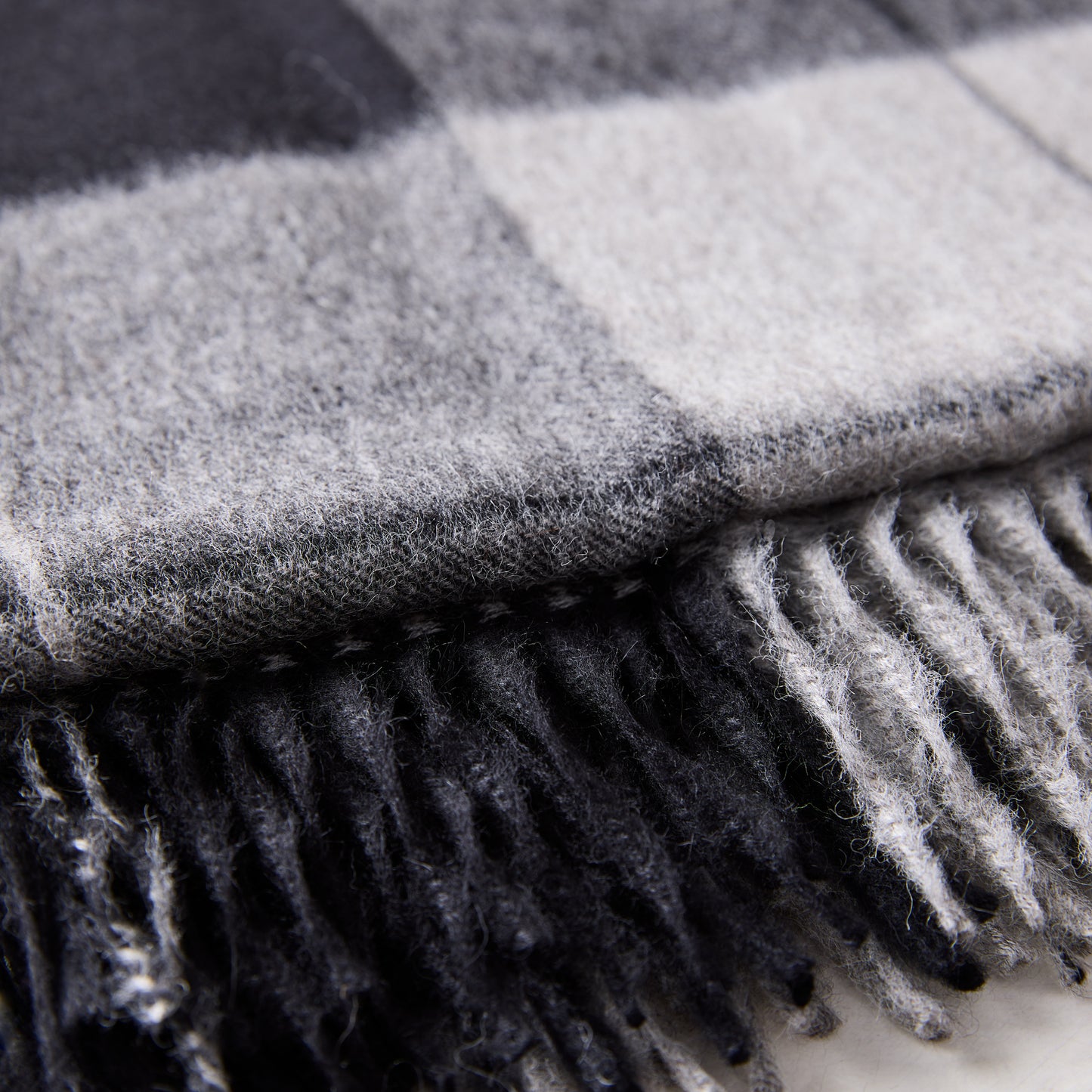 Diane Keaton + Hudson Grace Alpaca Charcoal Plaid Throw Blanket