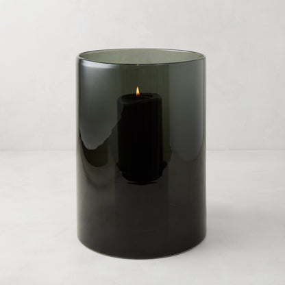 Diane Keaton + Hudson Grace Medium Smoke Grey Glass Hurricane