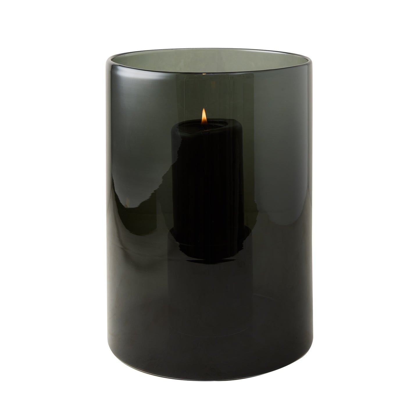 Diane Keaton + Hudson Grace Medium Smoke Grey Glass Hurricane