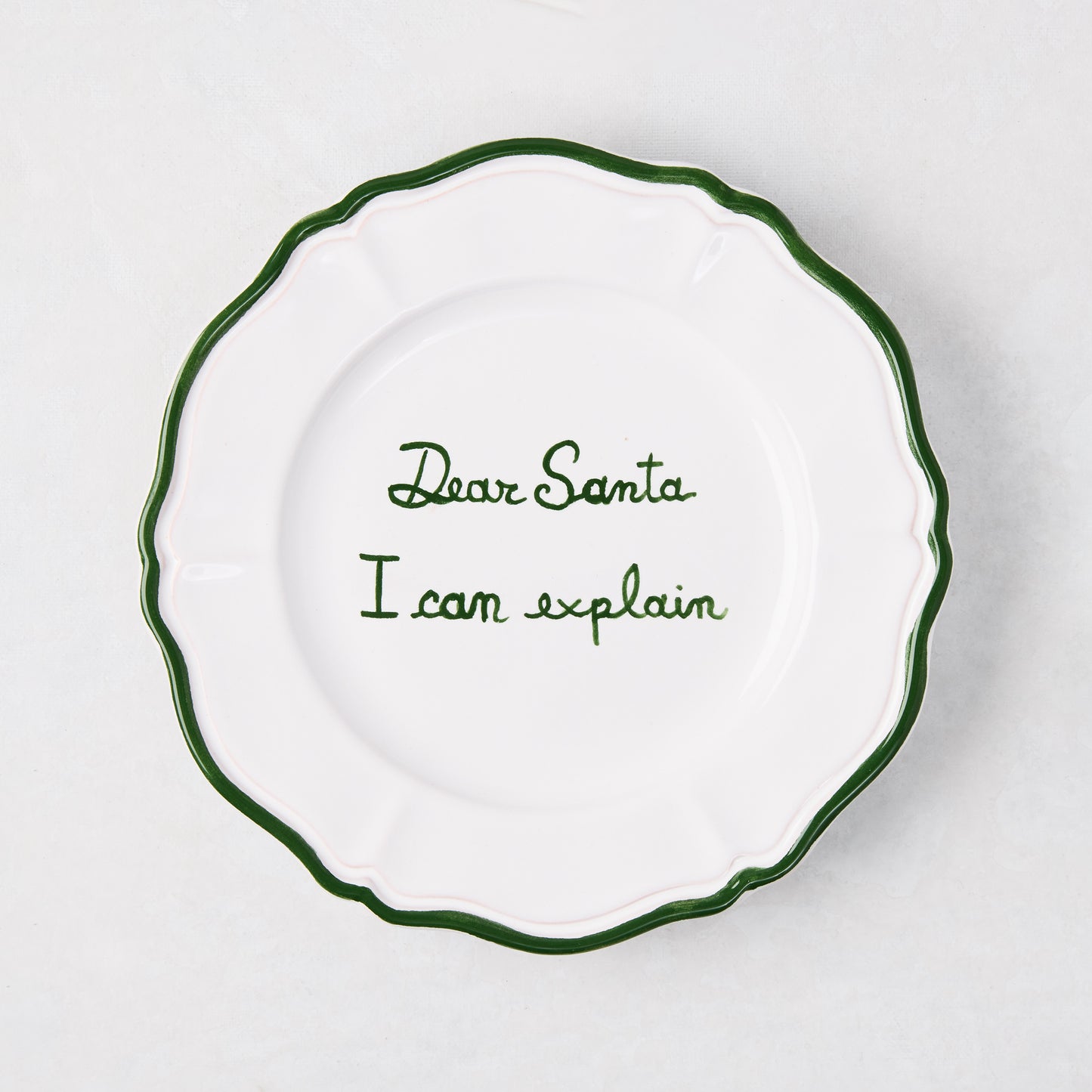 "Dear Santa I Can Explain" Hand-Painted Christmas Appetizer Plate