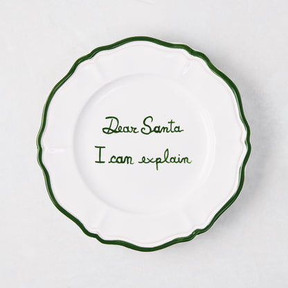 "Dear Santa I Can Explain" Hand-Painted Christmas Appetizer Plate